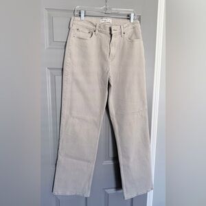 Abercrombie & Fitch, baggy fit jean, tan color, size 28 regular.